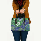 Torres Strait Islands Leather Bag Dhari Turtles Sea Animal Aboriginal Dot Art