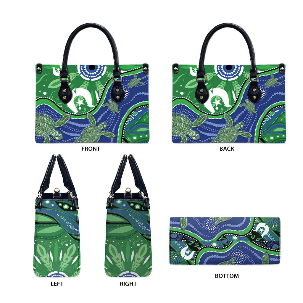 Torres Strait Islands Leather Bag Dhari Turtles Sea Animal Aboriginal Dot Art