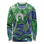 Torres Strait Islands Long Sleeve Shirt Dhari Turtles Sea Animal Aboriginal Dot Art