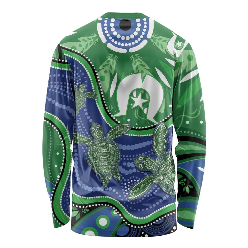 Torres Strait Islands Long Sleeve Shirt Dhari Turtles Sea Animal Aboriginal Dot Art