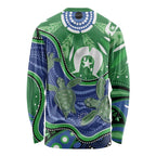 Torres Strait Islands Long Sleeve Shirt Dhari Turtles Sea Animal Aboriginal Dot Art