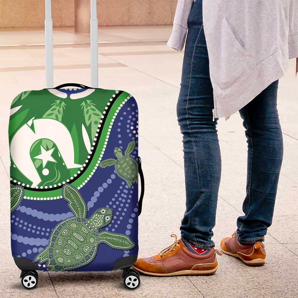 Torres Strait Islands Luggage Cover Dhari Turtles Sea Animal Aboriginal Dot Art