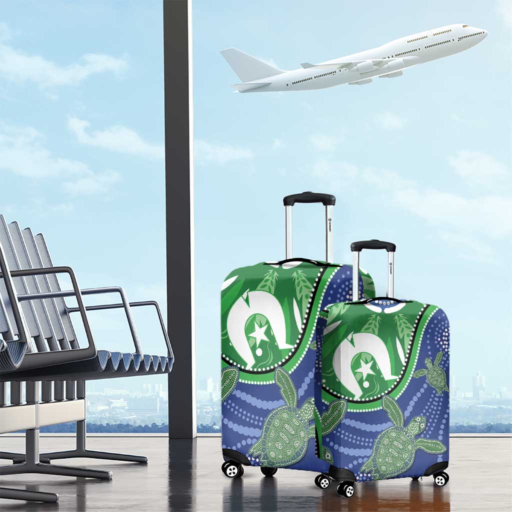Torres Strait Islands Luggage Cover Dhari Turtles Sea Animal Aboriginal Dot Art