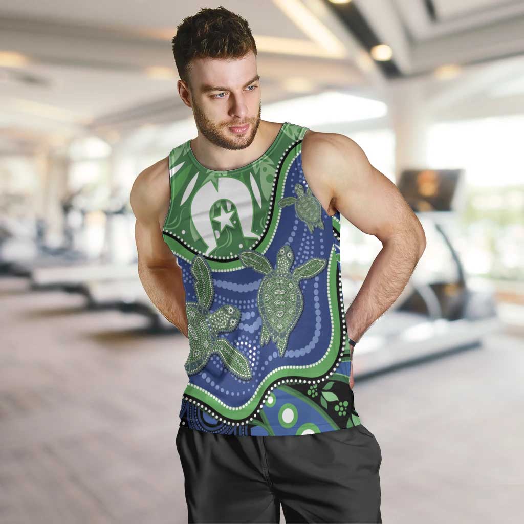 Torres Strait Islands Men Tank Top Dhari Turtles Sea Animal Aboriginal Dot Art