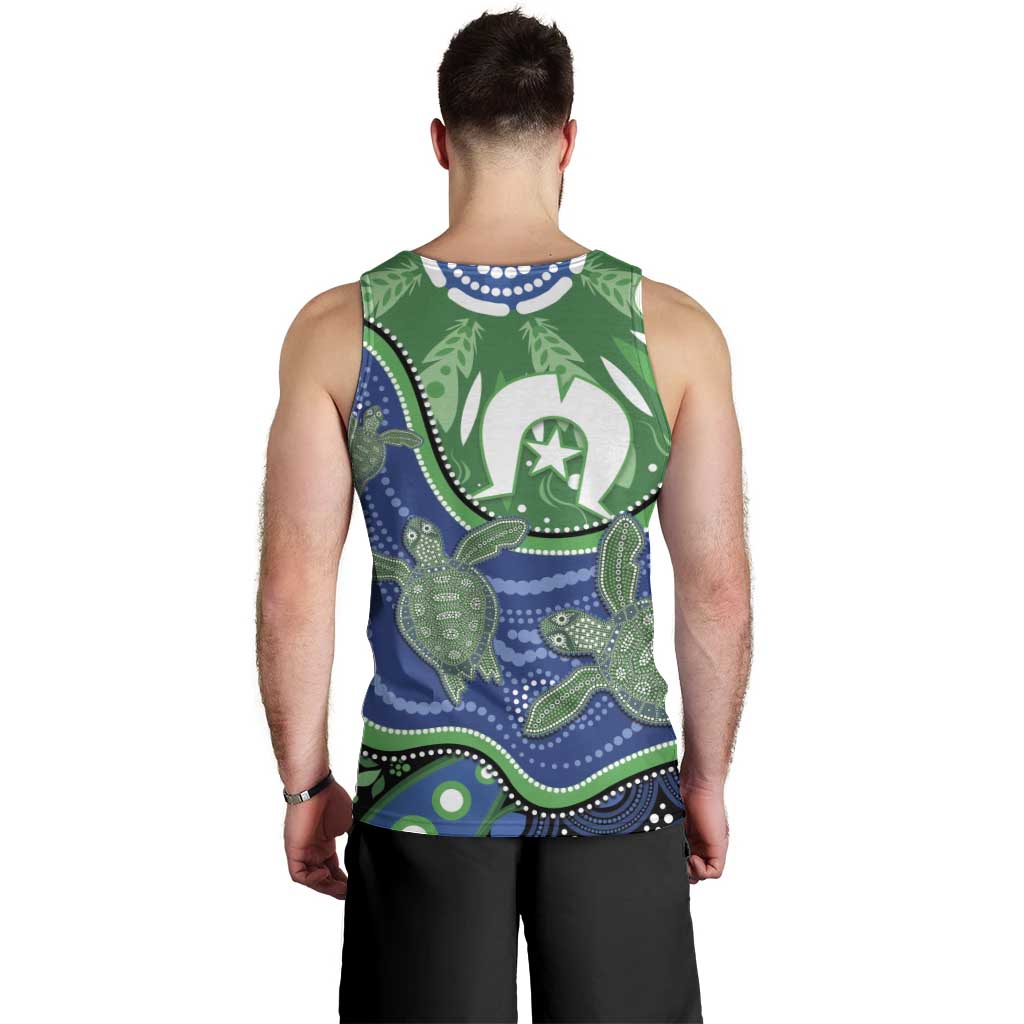 Torres Strait Islands Men Tank Top Dhari Turtles Sea Animal Aboriginal Dot Art