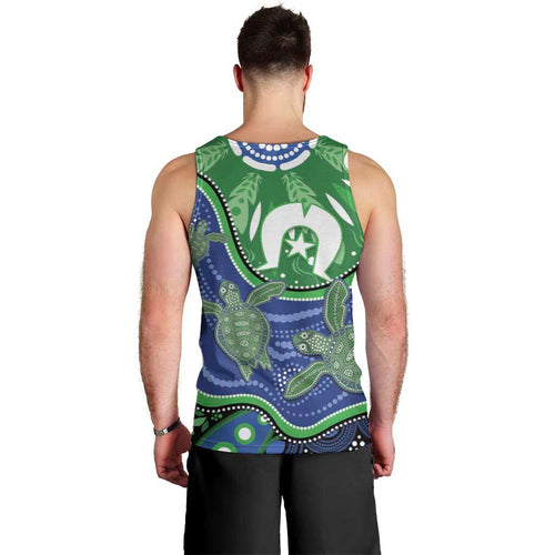 Torres Strait Islands Men Tank Top Dhari Turtles Sea Animal Aboriginal Dot Art