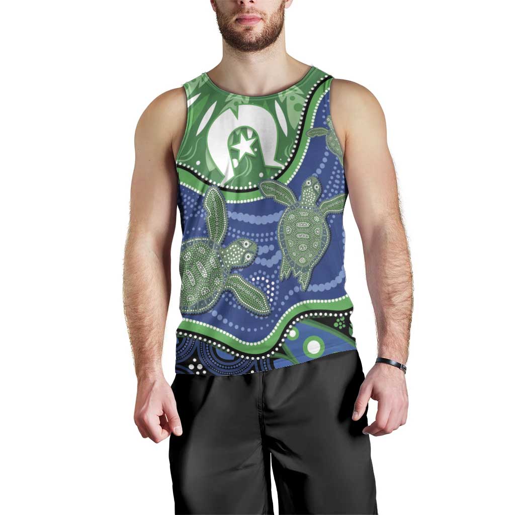 Torres Strait Islands Men Tank Top Dhari Turtles Sea Animal Aboriginal Dot Art