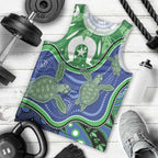 Torres Strait Islands Men Tank Top Dhari Turtles Sea Animal Aboriginal Dot Art