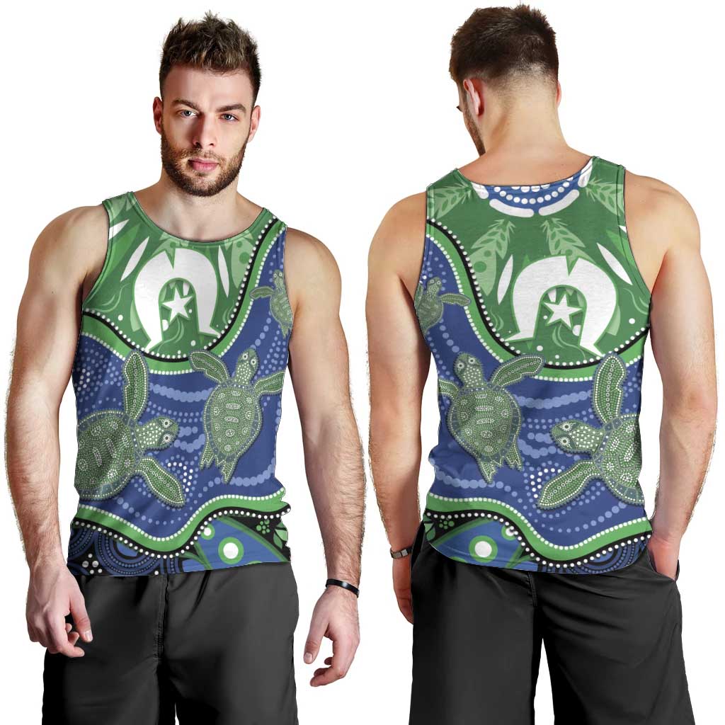 Torres Strait Islands Men Tank Top Dhari Turtles Sea Animal Aboriginal Dot Art