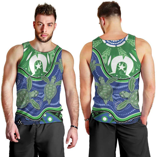 Torres Strait Islands Men Tank Top Dhari Turtles Sea Animal Aboriginal Dot Art