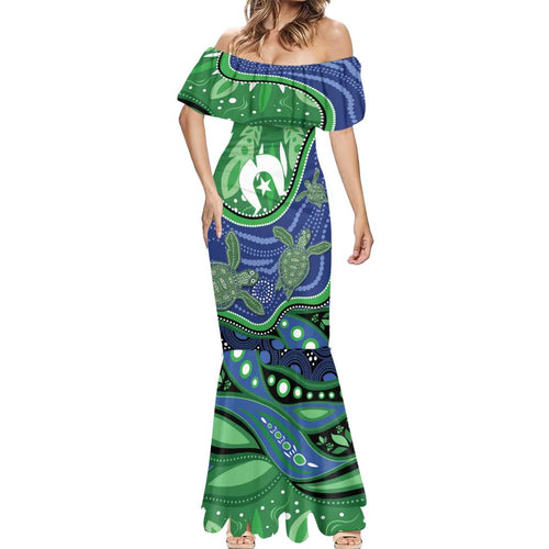 Torres Strait Islands Mermaid Dress Dhari Turtles Sea Animal Aboriginal Dot Art