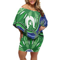 Torres Strait Islands Off Shoulder Short Dress Dhari Turtles Sea Animal Aboriginal Dot Art