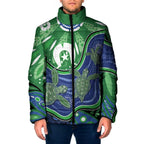 Torres Strait Islands Padded Jacket Dhari Turtles Sea Animal Aboriginal Dot Art