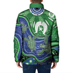 Torres Strait Islands Padded Jacket Dhari Turtles Sea Animal Aboriginal Dot Art