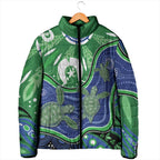Torres Strait Islands Padded Jacket Dhari Turtles Sea Animal Aboriginal Dot Art