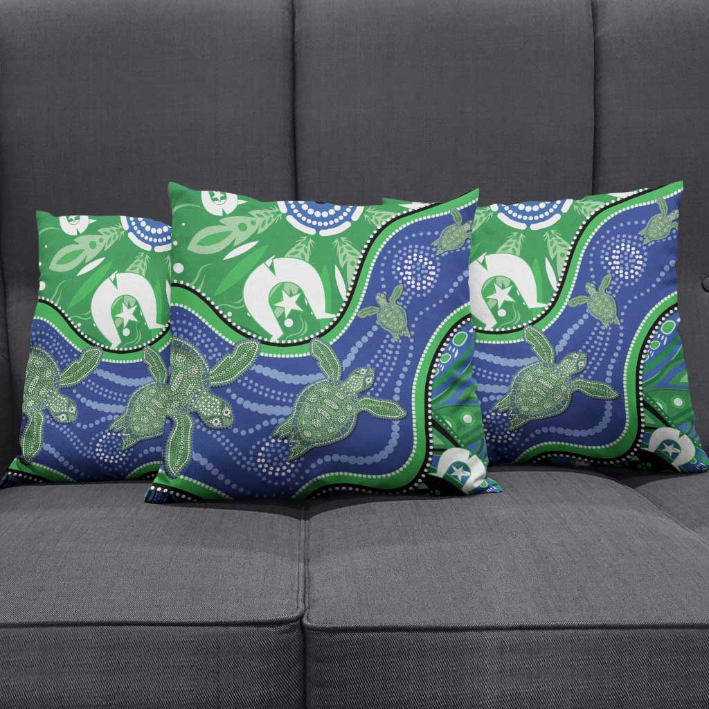 Torres Strait Islands Pillow Cover Dhari Turtles Sea Animal Aboriginal Dot Art