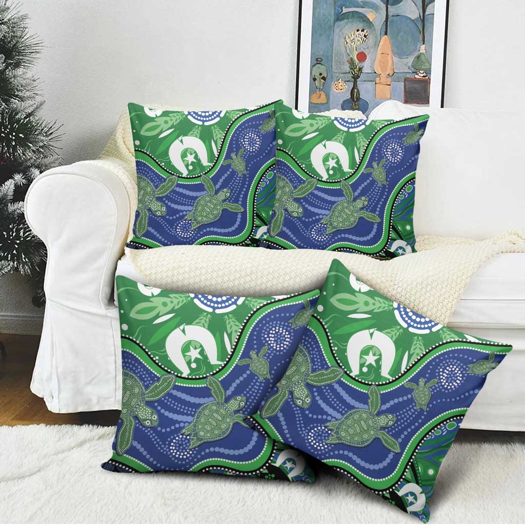 Torres Strait Islands Pillow Cover Dhari Turtles Sea Animal Aboriginal Dot Art