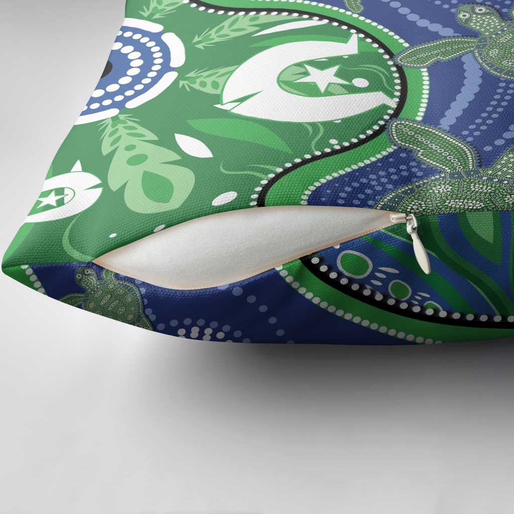 Torres Strait Islands Pillow Cover Dhari Turtles Sea Animal Aboriginal Dot Art