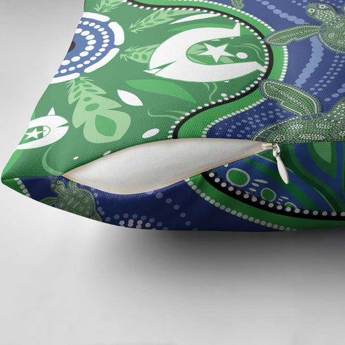 Torres Strait Islands Pillow Cover Dhari Turtles Sea Animal Aboriginal Dot Art