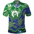Torres Strait Islands Polo Shirt Dhari Turtles Sea Animal Aboriginal Dot Art