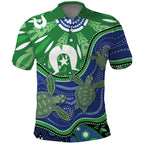 Torres Strait Islands Polo Shirt Dhari Turtles Sea Animal Aboriginal Dot Art