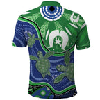 Torres Strait Islands Polo Shirt Dhari Turtles Sea Animal Aboriginal Dot Art