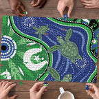 Torres Strait Islands Puzzle Dhari Turtles Sea Animal Aboriginal Dot Art