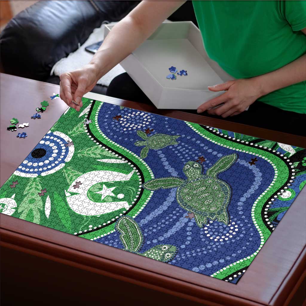 Torres Strait Islands Puzzle Dhari Turtles Sea Animal Aboriginal Dot Art