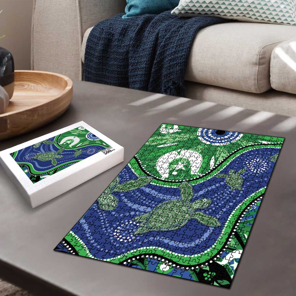 Torres Strait Islands Puzzle Dhari Turtles Sea Animal Aboriginal Dot Art