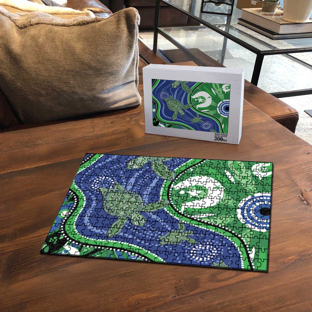 Torres Strait Islands Puzzle Dhari Turtles Sea Animal Aboriginal Dot Art