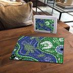 Torres Strait Islands Puzzle Dhari Turtles Sea Animal Aboriginal Dot Art