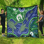 Torres Strait Islands Quilt Dhari Turtles Sea Animal Aboriginal Dot Art