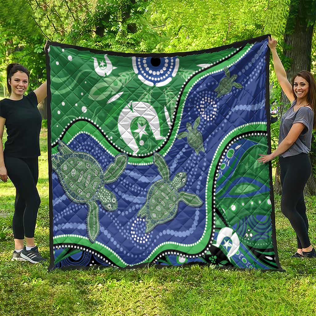 Torres Strait Islands Quilt Dhari Turtles Sea Animal Aboriginal Dot Art