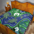 Torres Strait Islands Quilt Dhari Turtles Sea Animal Aboriginal Dot Art