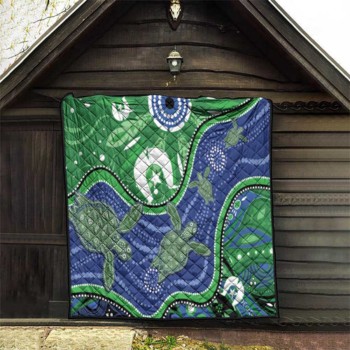 Torres Strait Islands Quilt Dhari Turtles Sea Animal Aboriginal Dot Art