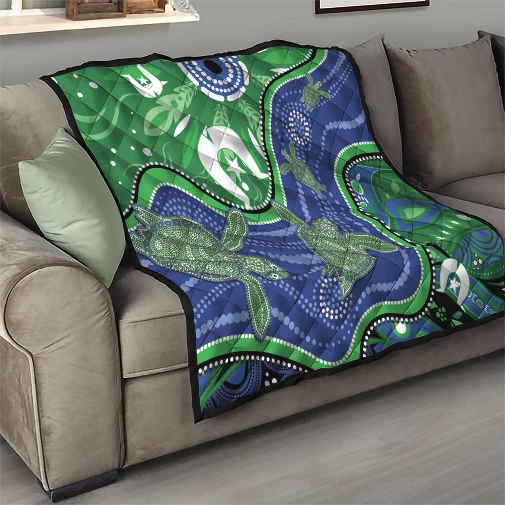Torres Strait Islands Quilt Dhari Turtles Sea Animal Aboriginal Dot Art