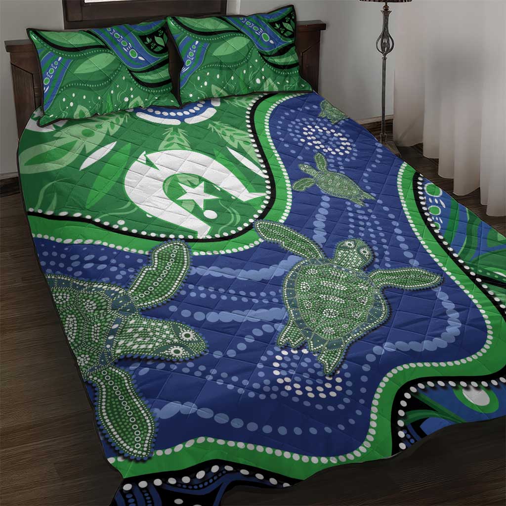 Torres Strait Islands Quilt Bed Set Dhari Turtles Sea Animal Aboriginal Dot Art