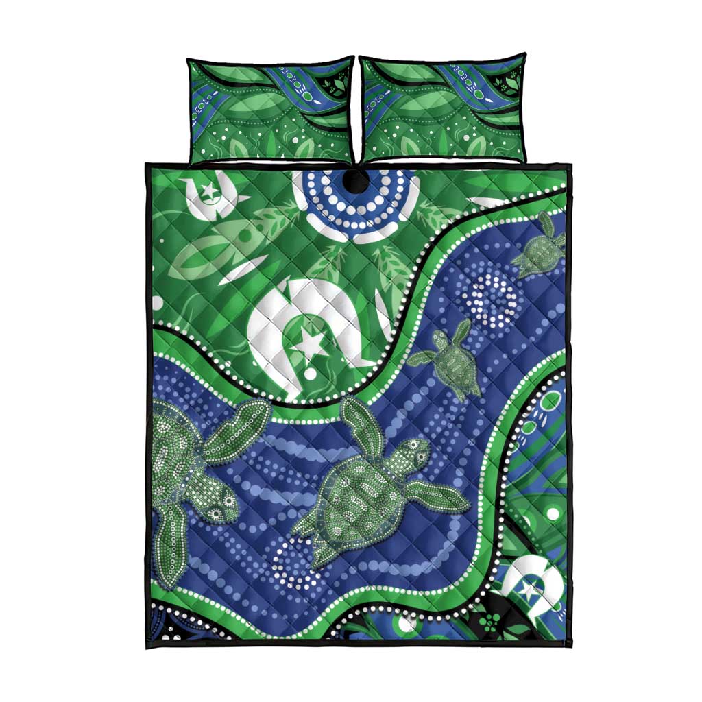 Torres Strait Islands Quilt Bed Set Dhari Turtles Sea Animal Aboriginal Dot Art