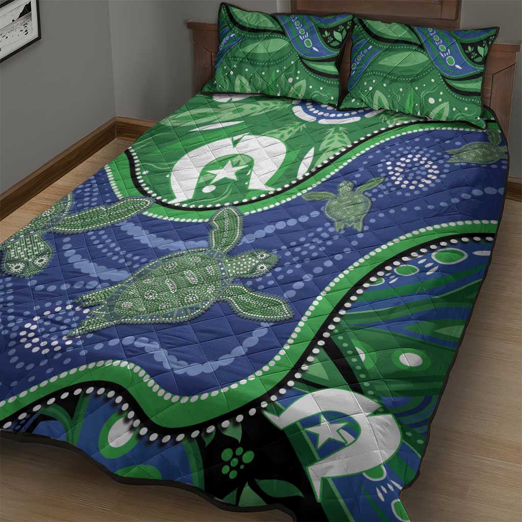 Torres Strait Islands Quilt Bed Set Dhari Turtles Sea Animal Aboriginal Dot Art