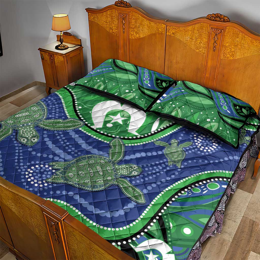 Torres Strait Islands Quilt Bed Set Dhari Turtles Sea Animal Aboriginal Dot Art