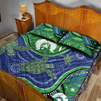 Torres Strait Islands Quilt Bed Set Dhari Turtles Sea Animal Aboriginal Dot Art