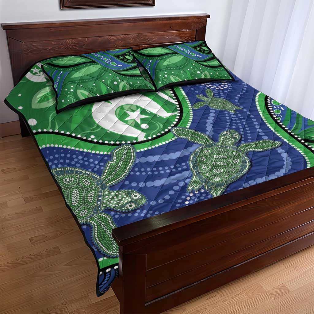 Torres Strait Islands Quilt Bed Set Dhari Turtles Sea Animal Aboriginal Dot Art