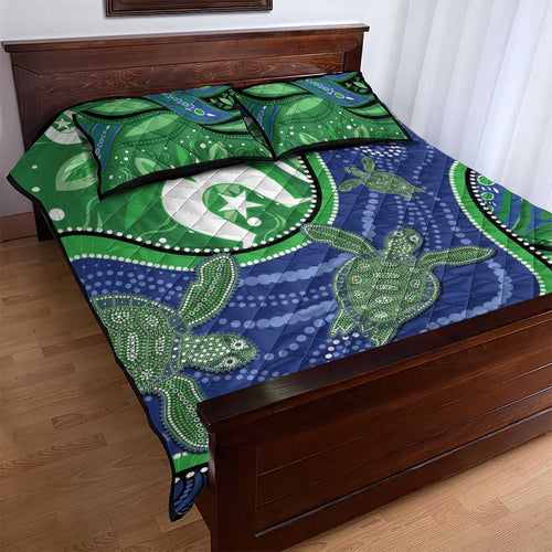 Torres Strait Islands Quilt Bed Set Dhari Turtles Sea Animal Aboriginal Dot Art