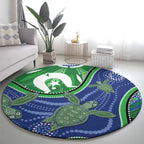 Torres Strait Islands Round Carpet Dhari Turtles Sea Animal Aboriginal Dot Art