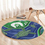 Torres Strait Islands Round Carpet Dhari Turtles Sea Animal Aboriginal Dot Art