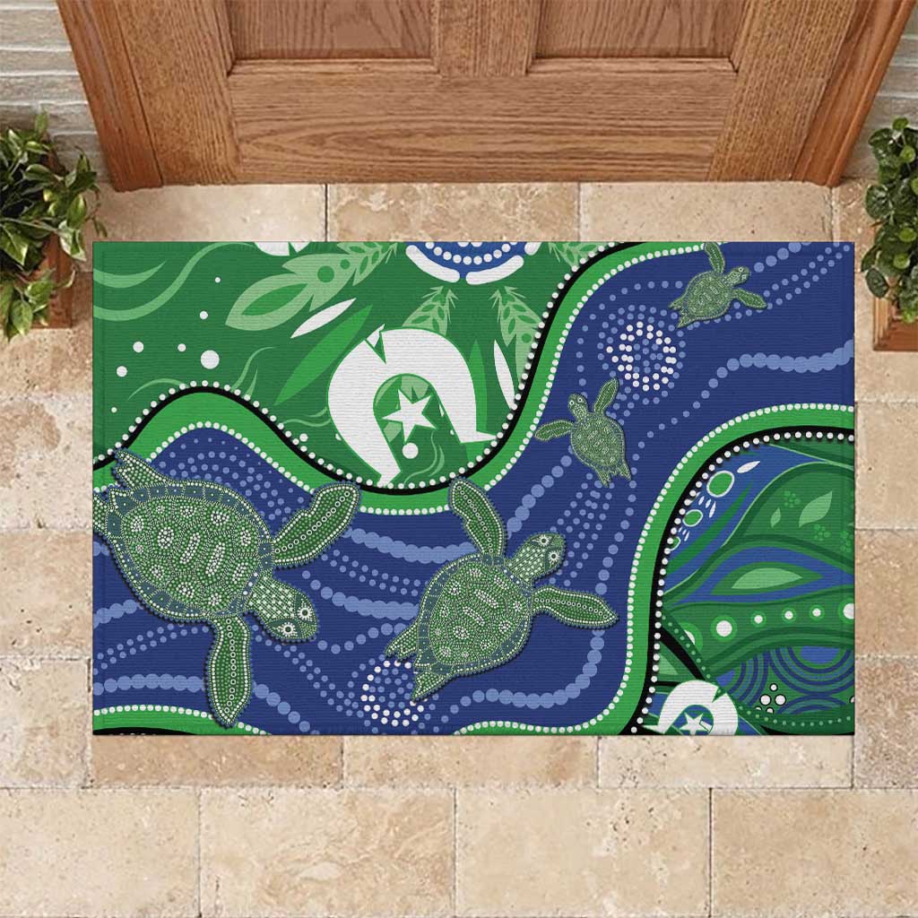 Torres Strait Islands Rubber Doormat Dhari Turtles Sea Animal Aboriginal Dot Art