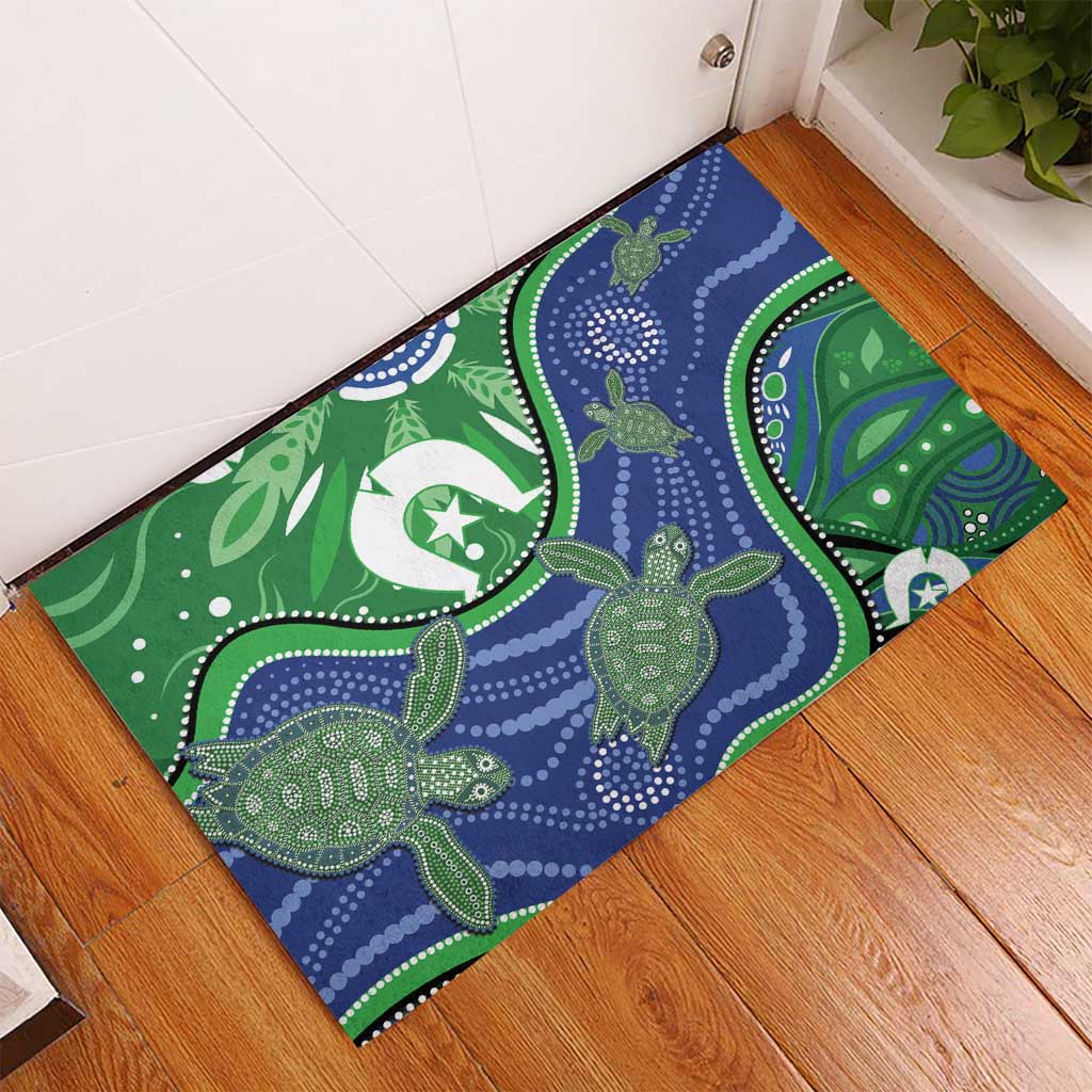 Torres Strait Islands Rubber Doormat Dhari Turtles Sea Animal Aboriginal Dot Art