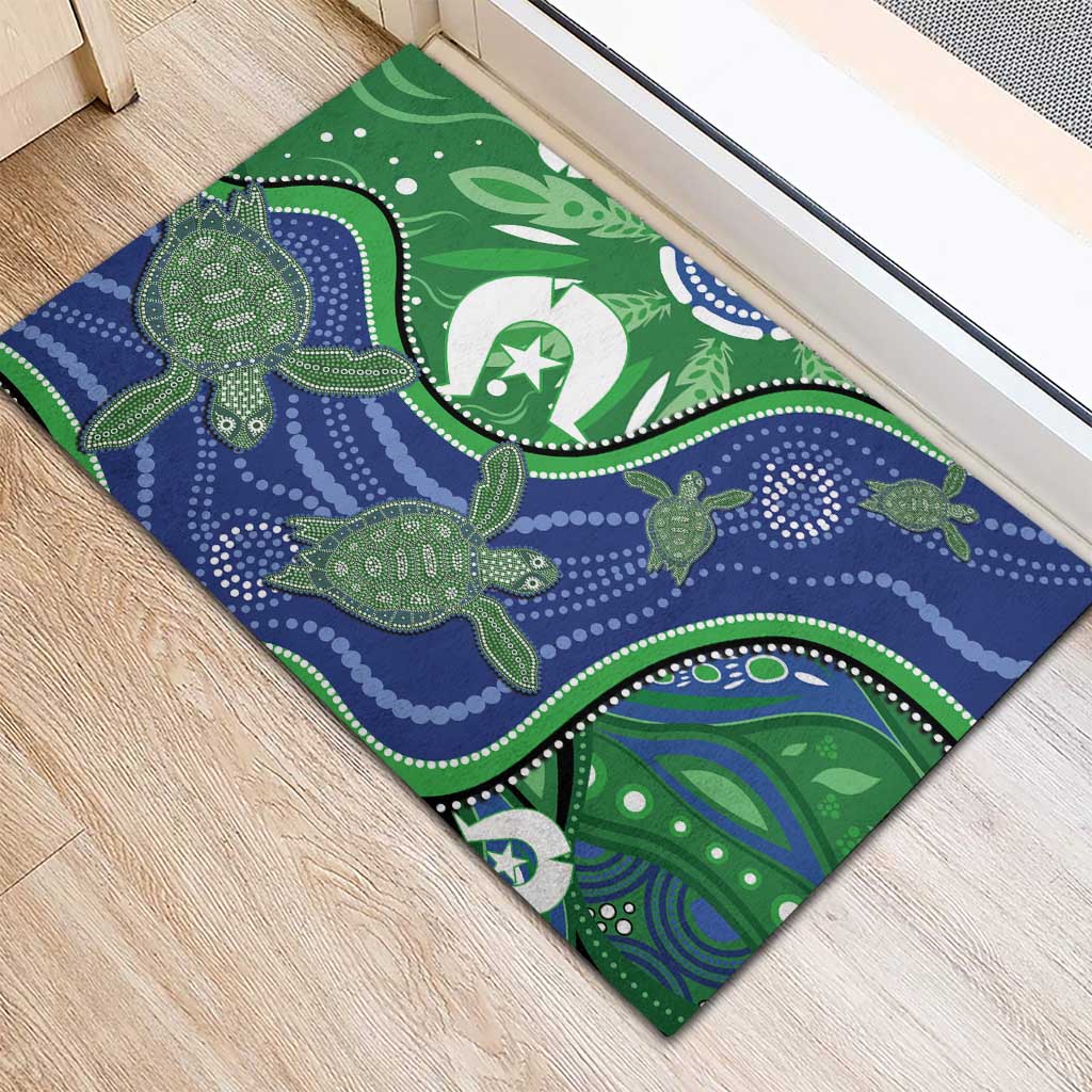 Torres Strait Islands Rubber Doormat Dhari Turtles Sea Animal Aboriginal Dot Art