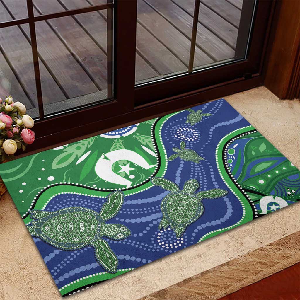 Torres Strait Islands Rubber Doormat Dhari Turtles Sea Animal Aboriginal Dot Art