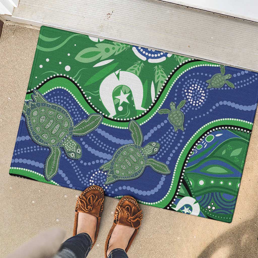 Torres Strait Islands Rubber Doormat Dhari Turtles Sea Animal Aboriginal Dot Art